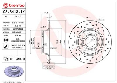 BREMBO 08.B413.1X EAN: 8020584212332.