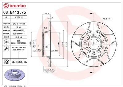 BREMBO 08.B413.75 EAN: 8020584319697.