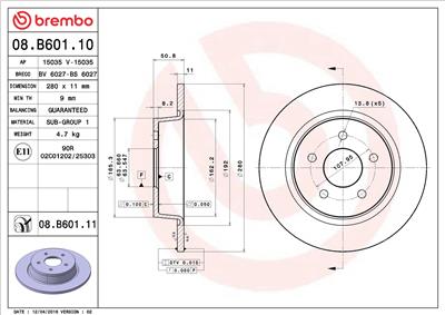BREMBO 08.B601.11 EAN: 8020584216439.