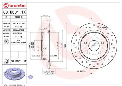 BREMBO 08.B601.1X EAN: 8020584321683.
