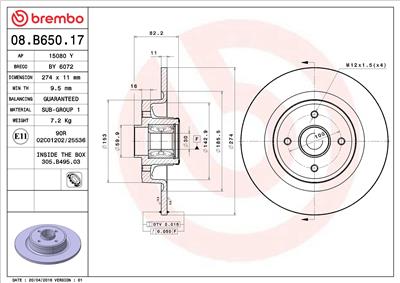 BREMBO 08.B650.17 EAN: 8020584310434.