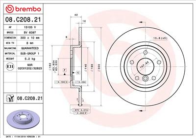 BREMBO 08.C208.21 EAN: 8020584222584.