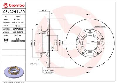 BREMBO 08.C241.20 EAN: 8020584220900.