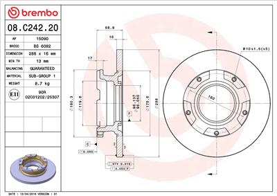 BREMBO 08.C242.20 EAN: 8020584220917.