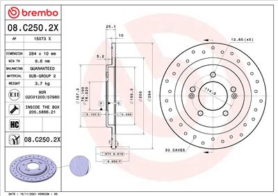 BREMBO 08.C250.2X EAN: 8020584319727.