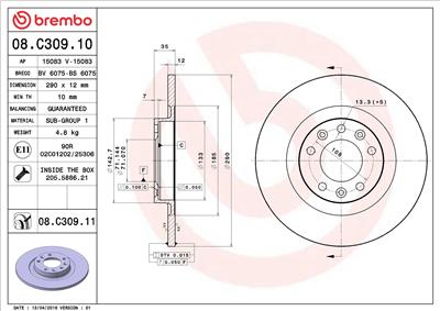 BREMBO 08.C309.11 EAN: 8020584219003.
