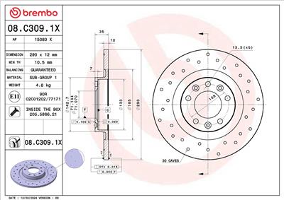 BREMBO 08.C309.1X EAN: 8020584327777.
