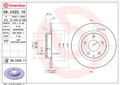 BREMBO 08.C423.11 EAN: 8020584222461.