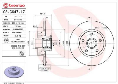 BREMBO 08.C647.17 EAN: 8020584239353.