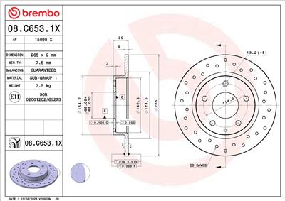 BREMBO 08.C653.1X EAN: 8020584322789.