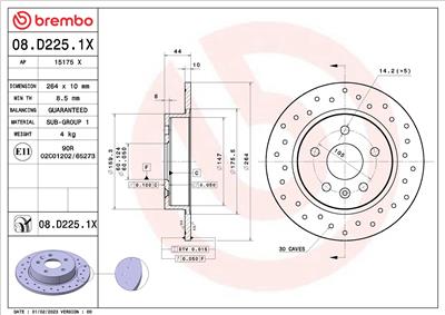BREMBO 08.D225.1X EAN: 8020584322796.
