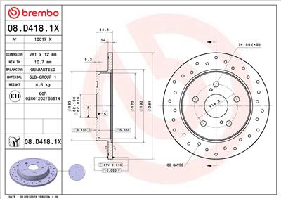 BREMBO 08.D418.1X EAN: 8020584322802.