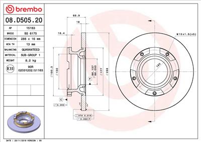 BREMBO 08.D505.20 EAN: 8020584310533.