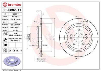 BREMBO 08.D882.11 EAN: 8020584317709.