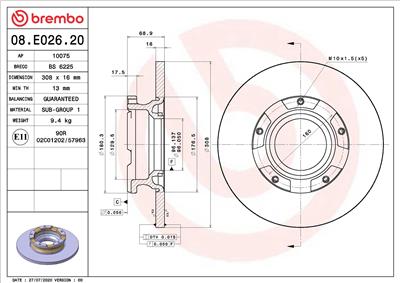 BREMBO 08.E026.20 EAN: 8020584313022.
