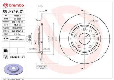 BREMBO 08.N249.21 EAN: 8020584315255.