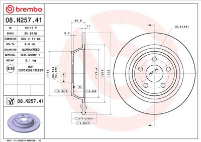 BREMBO 08.N257.41 EAN: 8020584229590.