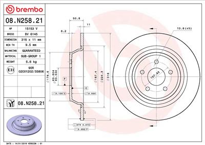 BREMBO 08.N258.21 EAN: 8020584229606.