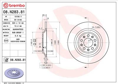 BREMBO 08.N283.81 EAN: 8020584232231.