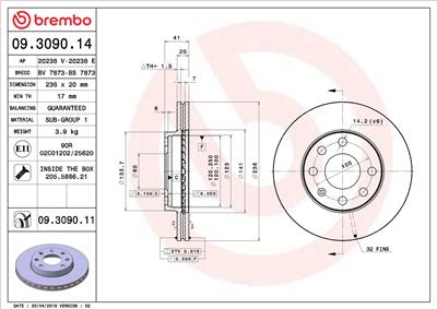 BREMBO 09.3090.11 EAN: 8020584211281.