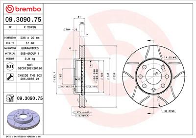 BREMBO 09.3090.75 EAN: 8020584011249.