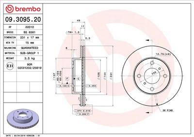 BREMBO 09.3095.20 EAN: 8020584309520.
