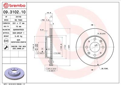BREMBO 09.3102.10 EAN: 8020584310212.