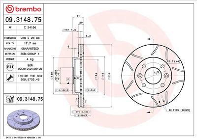 BREMBO 09.3148.75 EAN: 8020584011263.