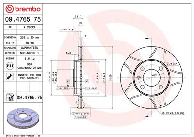 BREMBO 09.4765.75 EAN: 8020584011287.