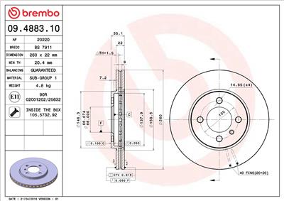 BREMBO 09.4883.10 EAN: 8020584488317.