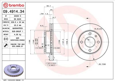 BREMBO 09.4914.34 EAN: 8020584012482.