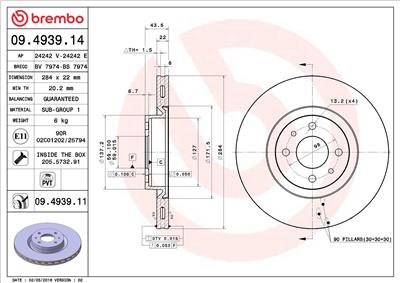 BREMBO 09.4939.11 EAN: 8020584211311.