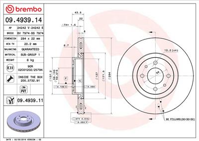 BREMBO 09.4939.14 EAN: 8020584012505.