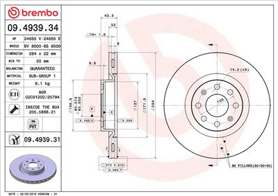 BREMBO 09.4939.31 EAN: 8020584023815.