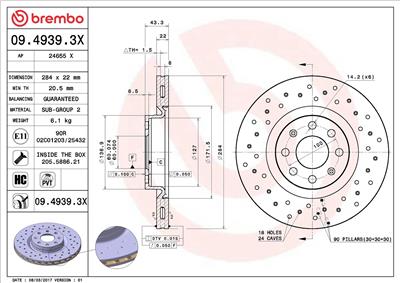 BREMBO 09.4939.3X EAN: 8020584212363.