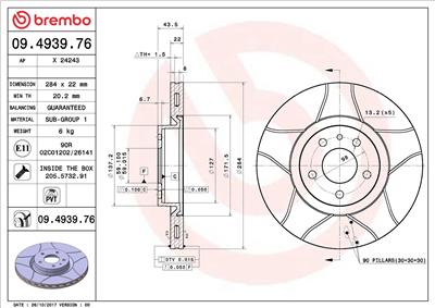 BREMBO 09.4939.76 EAN: 8020584011324.