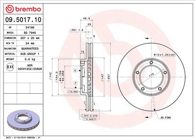 BREMBO 09.5017.10 EAN: 8020584501719.
