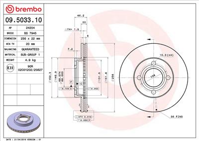 BREMBO 09.5033.10 EAN: 8020584503317.