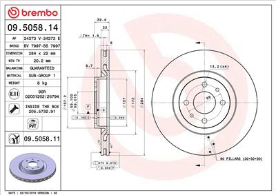 BREMBO 09.5058.11 EAN: 8020584222102.