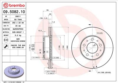 BREMBO 09.5082.10 EAN: 8020584508213.