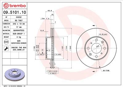 BREMBO 09.5101.10 EAN: 8020584510117.