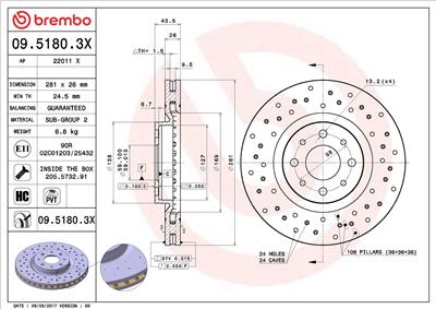 BREMBO 09.5180.3X EAN: 8020584233313.