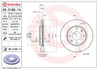 BREMBO 09.5196.11 EAN: 8020584216941.