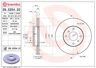 BREMBO 09.5254.21 EAN: 8020584210505.
