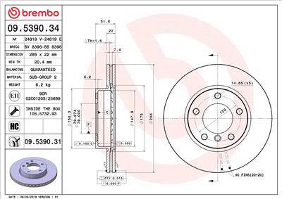 BREMBO 09.5390.31 EAN: 8020584018163.