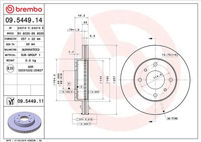BREMBO 09.5449.11 EAN: 8020584215999.