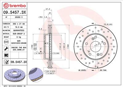 BREMBO 09.5457.3X EAN: 8020584225721.