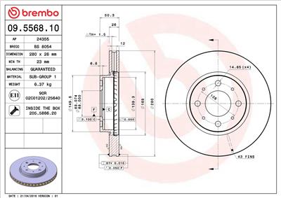 BREMBO 09.5568.10 EAN: 8020584556818.
