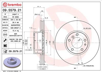 BREMBO 09.5579.21 EAN: 8020584557921.