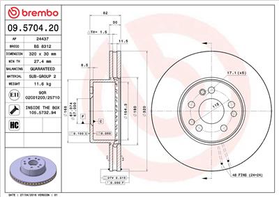 BREMBO 09.5704.20 EAN: 8020584570425.